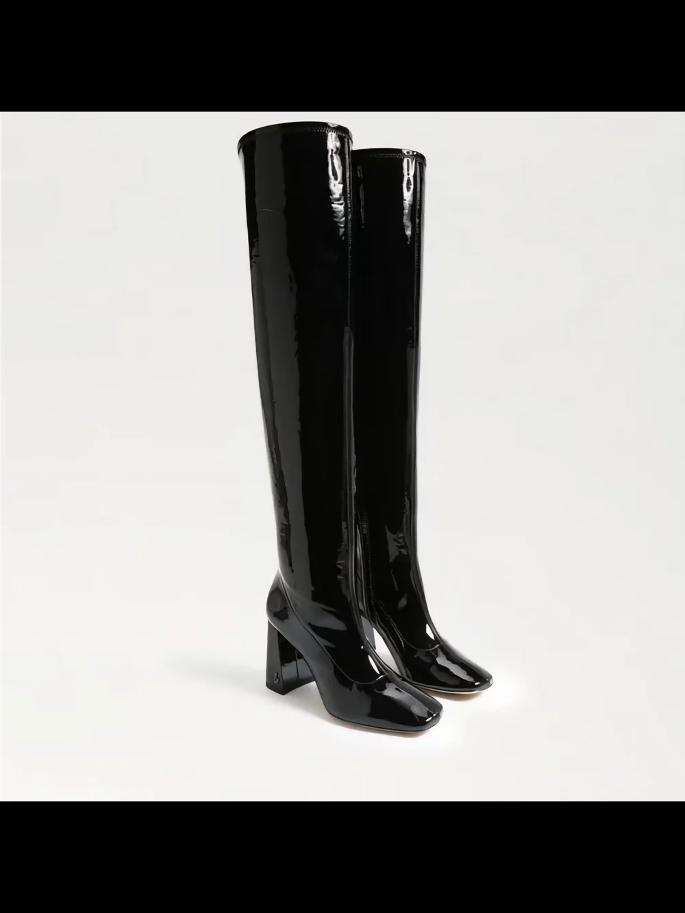 Sam Edelman Cossette Black Patent Over-the-Knee Block Heel Boots
